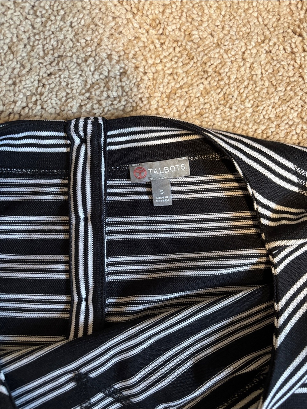 Talbots Black & White Striped Pocket Shift Dress - Picture 5 of 7